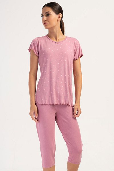 VİENETTA Women's Viscose Short Sleeve Capri Pajama Set, 404011