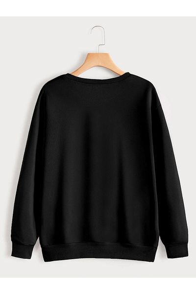 Boi Φούτερ με στάμπα Butterflies Unisex Oversize Μαύρο με λαιμόκοψη