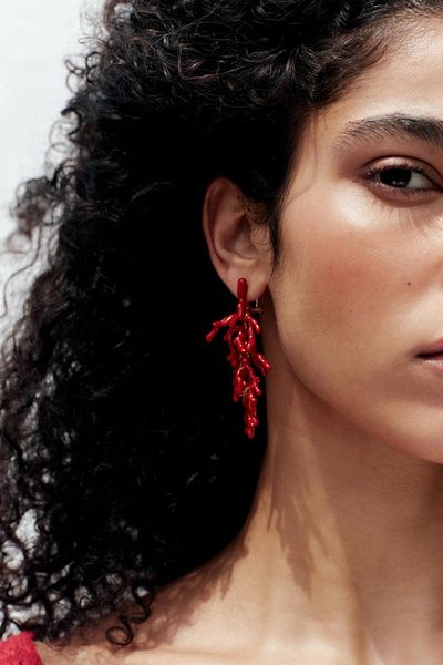 stravis Red Coral Earrings