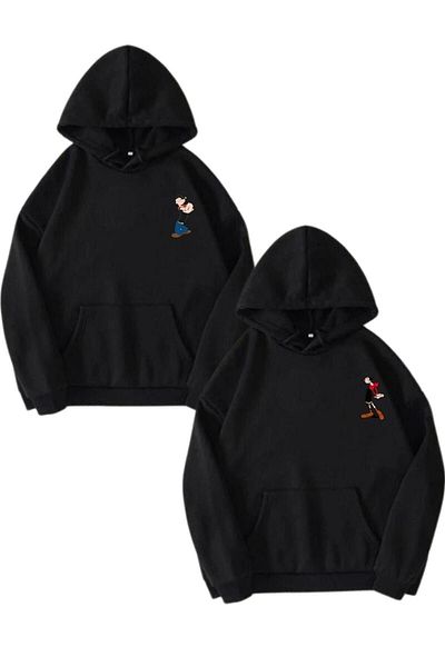 Boi Popeye Safinaz Dear Couple Combination - Φούτερ με μαύρη στάμπα oversize με κουκούλα