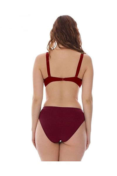 hazelin Women's Burgundy Multicolor High Waist Lined Bikini Set Hzl25S-Lc22315