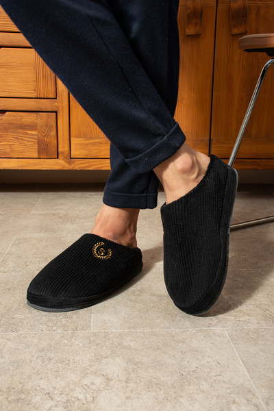 SWORD Κεντημένες βελούδινες παντόφλες σπιτιού | Χειμερινές Παντόφλες Unisex Σπίτι | Αντιολισθητική βάση