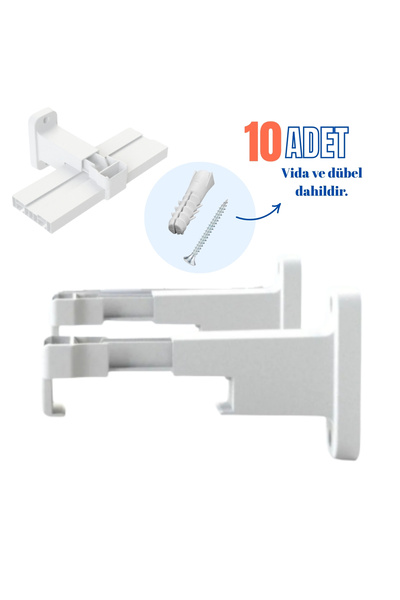 sebox Pratik Korniş Tutucu L Ayak Perde Rayı Duvara Montaj Aparatı Vida Ve Dü...