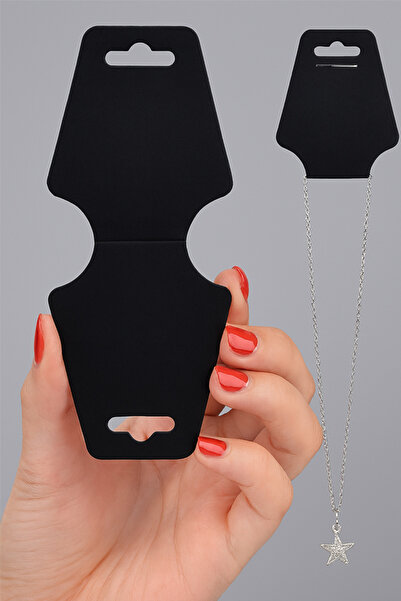 OLİ Art Jewelry Card and Bracelet Card Black 500 Pcs. Jewelry Hanging Card 9X4Cm Necklace Display Cards