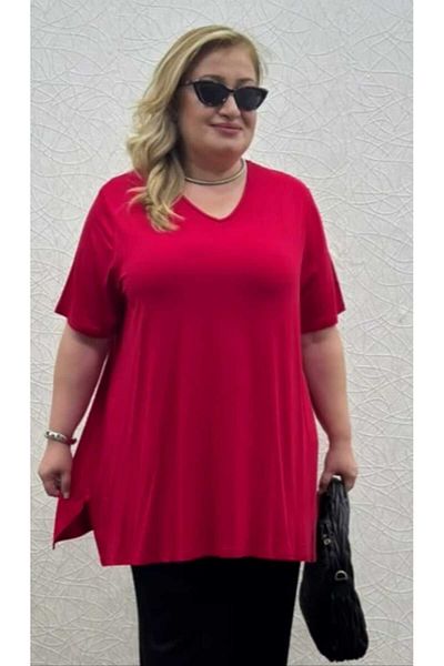 KLEERMAKER Women's Plus Size Cotton Viscose Fabric Burgundy Blouse