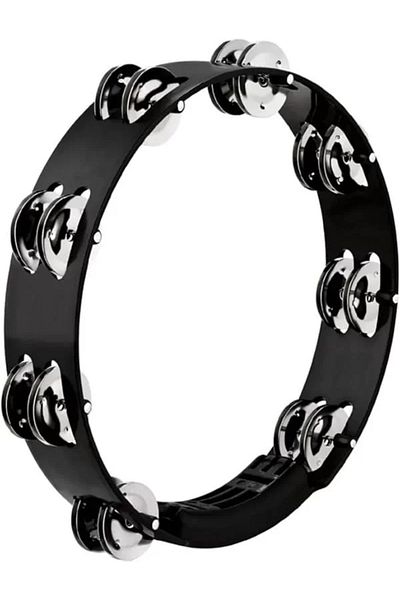ShopZum Percussion Htt10bk Τύμπανο από ανοξείδωτο ατσάλι Jingle 1 σειράς 10 ιντσών Tour (ΜΑΥΡΟ)