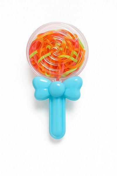 Bittox Set de catarame de cauciuc de culoare neon în cutie de acadele pentru fete - design distractiv - cutie albastră