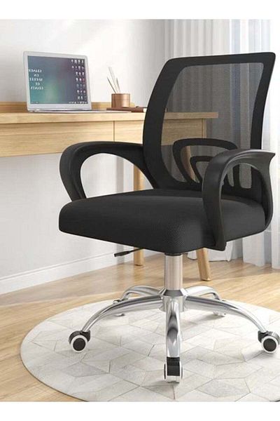 Primo Plus Adjustable Mesh Office Chair with Metal Legs - Black