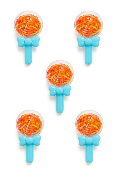 Bittox Set de catarame de cauciuc de culoare neon în cutie de acadele pentru fete - design distractiv - cutie albastră