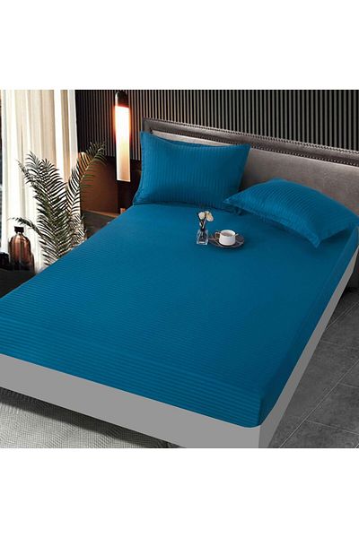 FIONNA.RO Satin Cotton Damask Duvet Cover 160x200cm - Royal Blue
