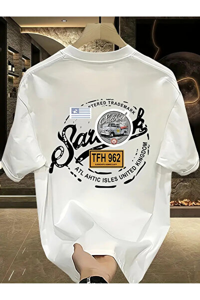 AEMİ Tricou oversize unisex cu decolteu rotund cu imprimeu Salt Rock