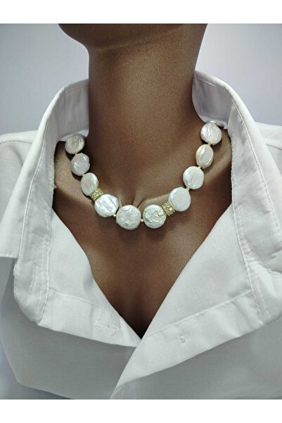 MONA GİSA BAROK İNCİ ZİRKON TAŞ APARATLI ÖZEL TASARIM KOLYE