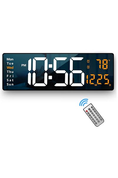 Primo Plus Large Display Digital Wall Clock, 16.2 Inch LED Digital Clock with Remote Control for Living Room