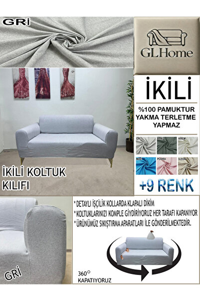 Home %100 PAMUK PETEK KUMAŞ ÇİFT KİŞİLİK KOMPLE GİYDİRME 2'Lİ KANEPE, BOHEM,P...