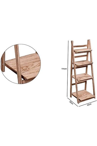 genric FFD 4 Tier Wooden Ladder Shelf Plant Stand Foldable Display Flower Plant Stands Indoor Corner Stand