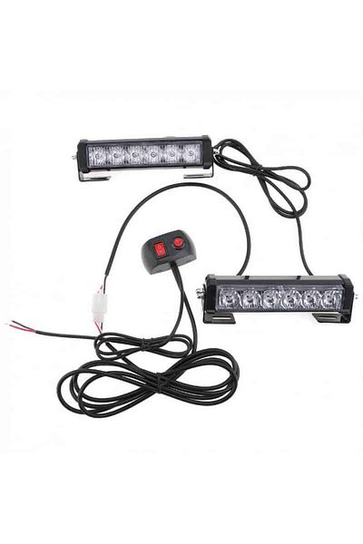 BGRJ Automotive Yellow LED warning lights, 12-24V, 9-function strobes, grille or ceiling, with button