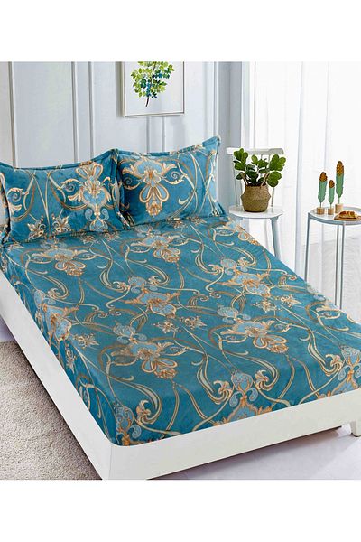 FIONNA.RO Cocolino Elasticated Duvet Cover and Pillowcases 180x200cm - Royal Blue
