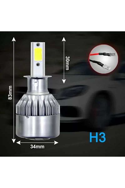 BGRJ Automotive H3 C6 LED bulbs, 6500k, 3800 lumens