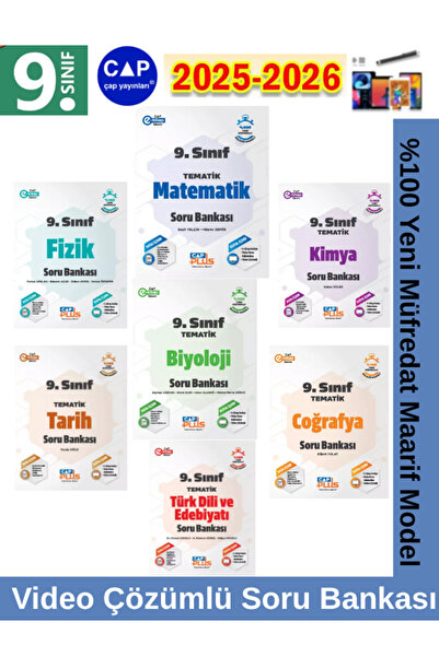 Çap Yayınları 9.Sınıf 25-26 Mat-Fizik-Kimya-Biyoloji-Tarih-Coğ-Edb. Marif Müf...