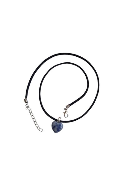 Roberta Pandantiv Sodalit, piatra semipretioasa, albastru, inimioara, 15x17 mm, cu snur negru