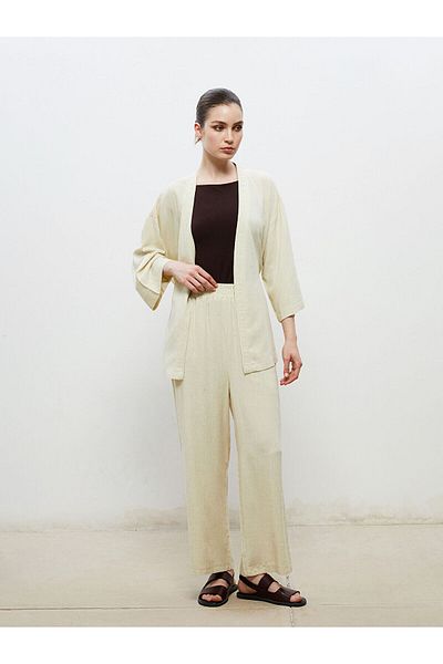 LC Waikiki Women's Linen Blended Pants with Elastic Waist