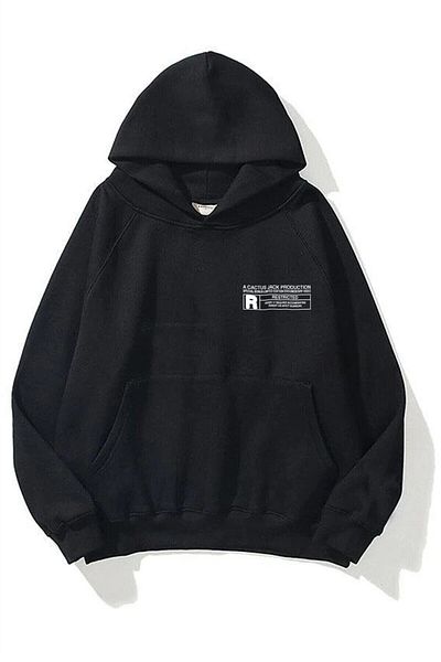 Boi Unisex Look Mom I Can Fly Πολύχρωμο μαύρο φούτερ με κουκούλα