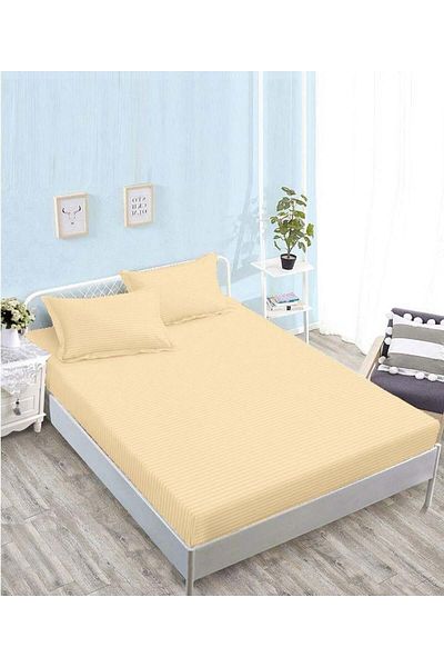 FIONNA.RO Satin Cotton Damask Duvet Cover 160x200cm - Light Yellow