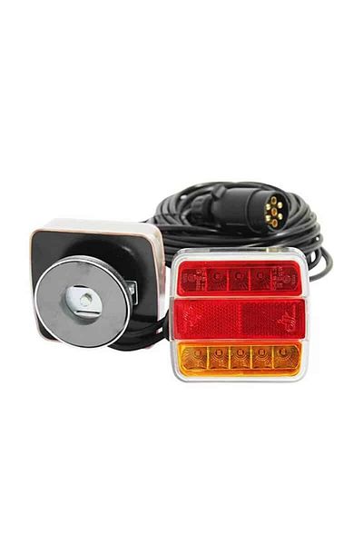 BGRJ Automotive Set of 2 magnetic LED taillights, trailer, platform, 12V, 7-pin socket