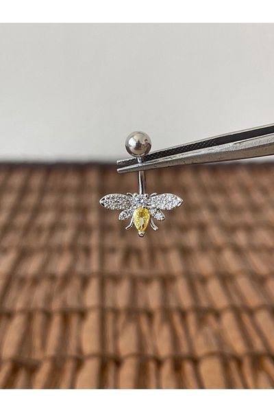 Rupen Kraft 316 L Surgical Steel Anti Allergic Bee Model Belly Piercing with Shiny Zircon Stone