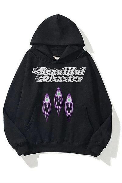 Boi Unisex Beautiful Disaster Φούτερ Hoodie Black