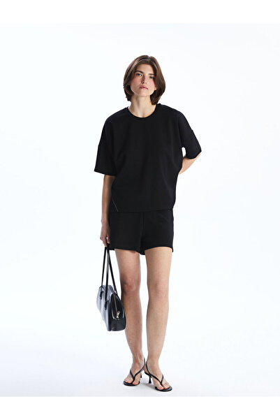 LC Waikiki Black Women's Sports Shorts with Elastic Waist