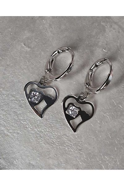 Ivory Pearl Tiny Heart Zircon Stone Earrings