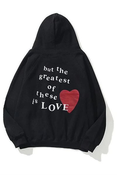 Boi Unisex Hope Love Μαύρο Φούτερ με κουκούλα