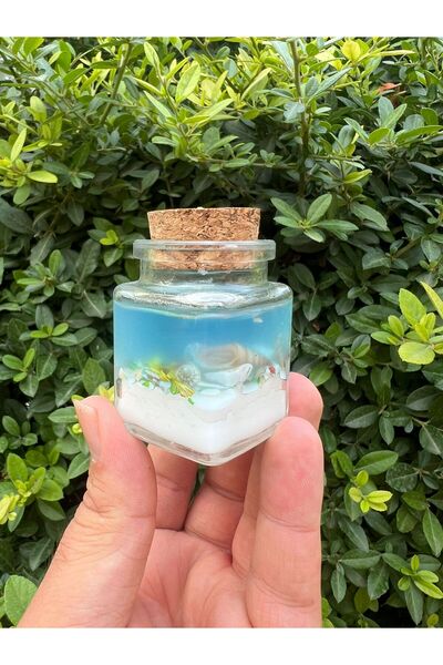 aralmini Deniz Temalı Kavanoz Jel Mum 3'lü Dekoratif Mum