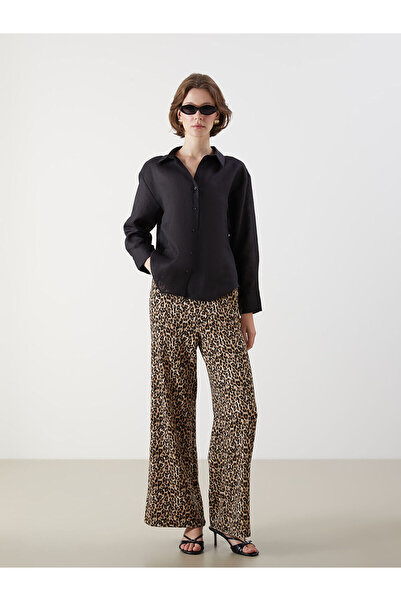LC Waikiki Nevavm Women's Leopard Patterned Trousers with Elastic Waist