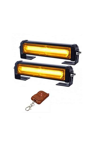 BGRJ Automotive Yellow COB warning lights, 12-24V, 9-function strobes, grille or ceiling, with remote control