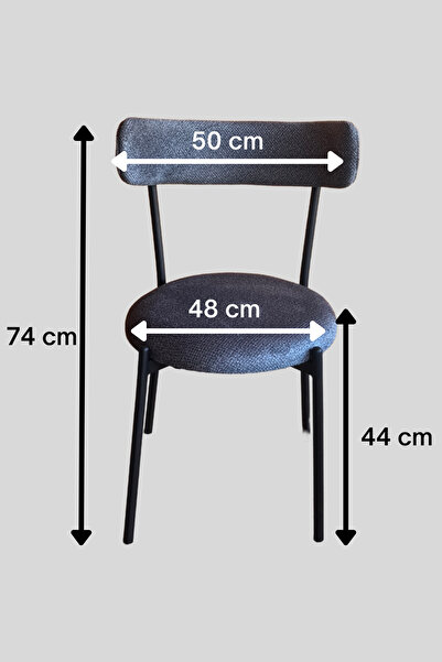 decosense 4 Adet Puffy Kumaş Antrasit Renk Teddy Sandalye Mutfak Sandalyesi Salon Sandalyesi Balkon Sandalyesi