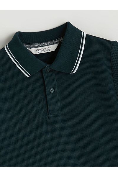 LC Waikiki New Season Polo Collar Textured Boy's T-Shirt - S5Mk99Z4