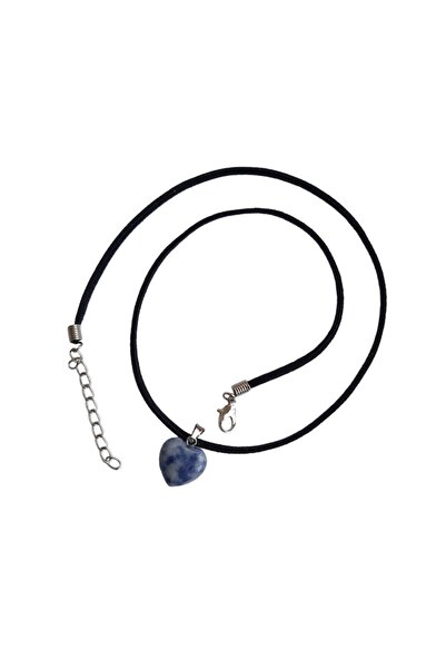 Roberta Pandantiv Sodalit, piatra semipretioasa, albastru, inimioara, 15x17 mm, cu snur negru