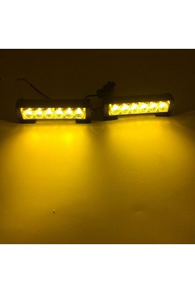 BGRJ Automotive Yellow LED warning lights, 12-24V, 9-function strobes, grille or ceiling, with button