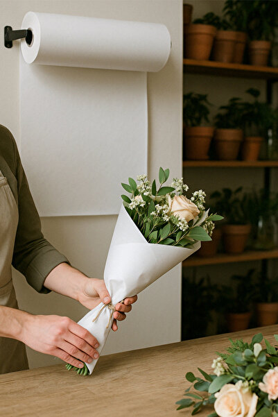 OLİ Art White Roll Gift Paper 70cm X 50m Dowry Paper Roll Picture Paper