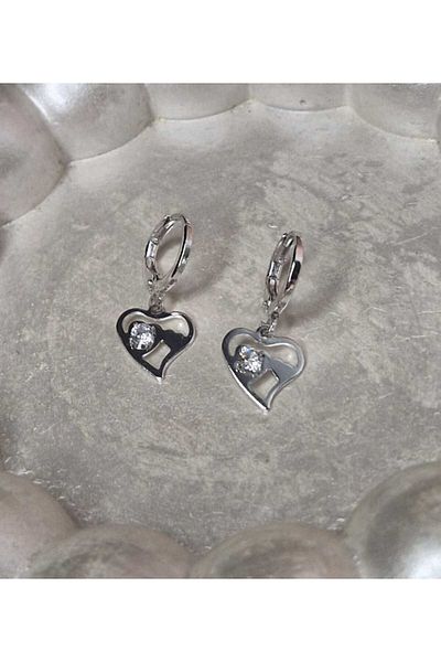 Ivory Pearl Tiny Heart Zircon Stone Earrings