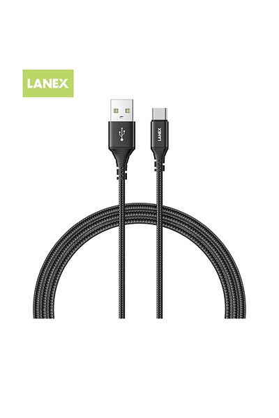Lanex Lanix LS30C USB-A to Type-C Cable 1m Fabric Supports 3A Fast Charging Black