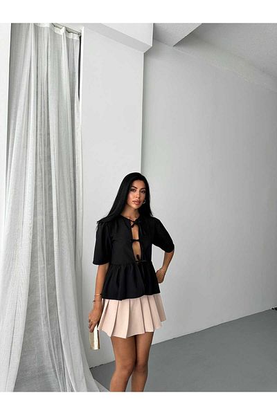 GALAVİP Women's Cotton Poplin Fabric Bow Shirt