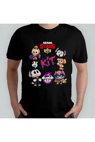 Pixxa Brawl Stars Kit Unisex 100% Cotton Crew Neck T-Shirt Model 2