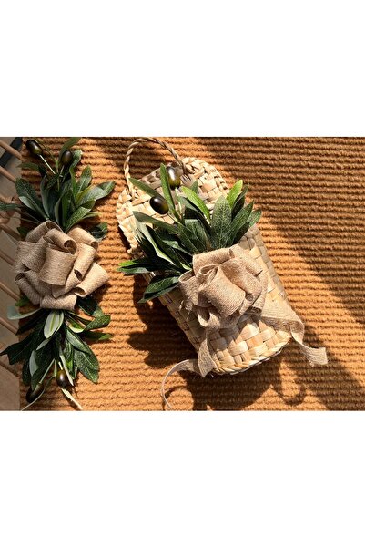 Home 3’lü zeytin kapı süsü seti, sepet, kapı süsü , paspas