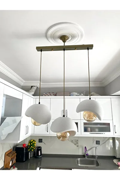 DREAM MODE Caka 3-Piece Pendant Lamp Chandelier with Tray Rustic E27 Modern Chandelier Concrete Appearance Bohemian (with Rustic Bulb Gift)