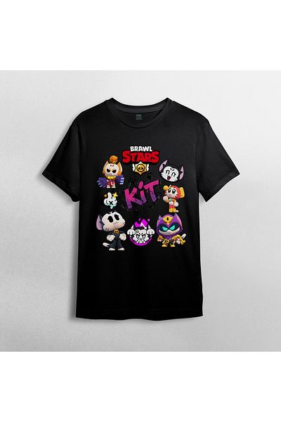 Pixxa Brawl Stars Kit Unisex 100% Cotton Crew Neck T-Shirt Model 2