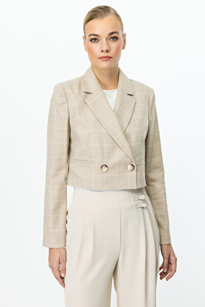 Ekol Жіночий кроп-топ з екологічним принтом, бежевий 4030