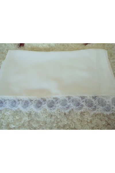 hoaryage Hand Made Needle Embroidered Prayer Cover Dowry Mevlüt Head Scarf Crepe Fabric